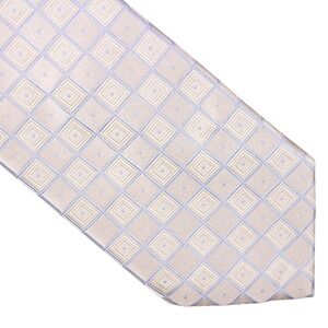 Donald J.‎ Trump Signature Collection Mens White Check Silk Neck Tie Gold Bar
